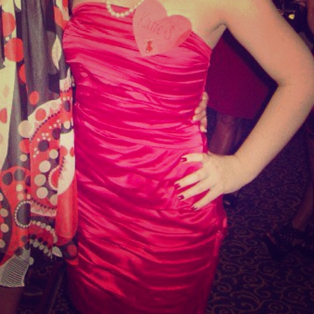 Red silky dress